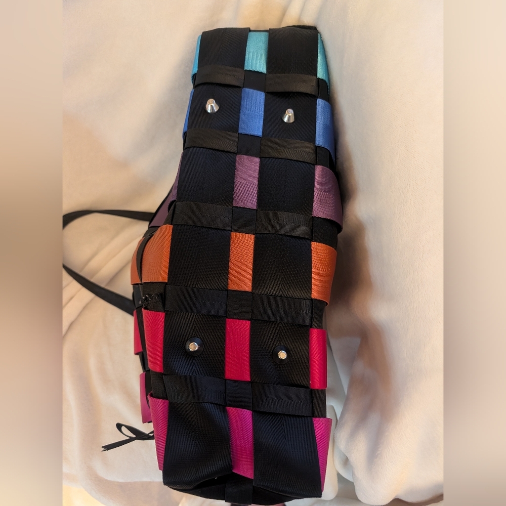 Multicolor Seatbelt Tote Bag/Purse - Black Trim - Picture 2 of 5